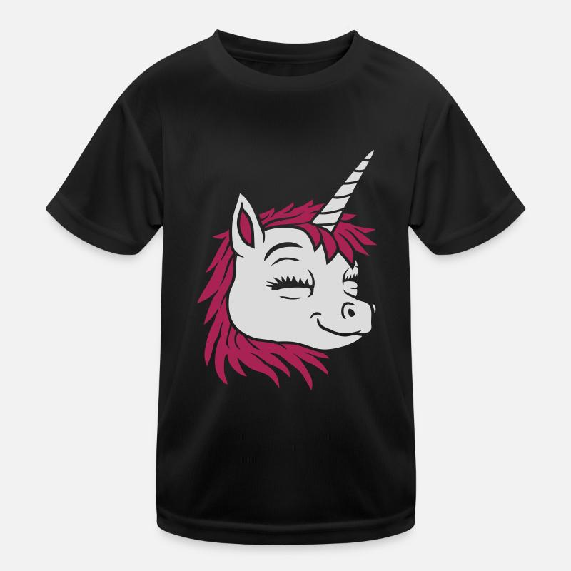 Comic Gesicht glückliches Einhorn Kinder Funktions-T-Shirt