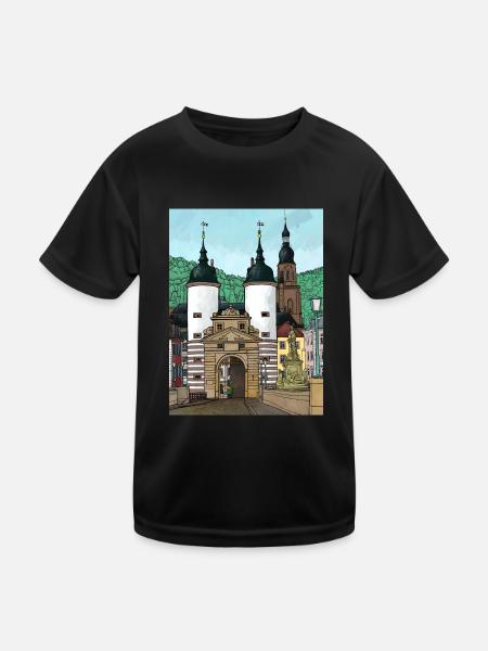 Heidelberg Altstadt, Heidelberg Germany - Kids Functional T-Shirt - black - Front