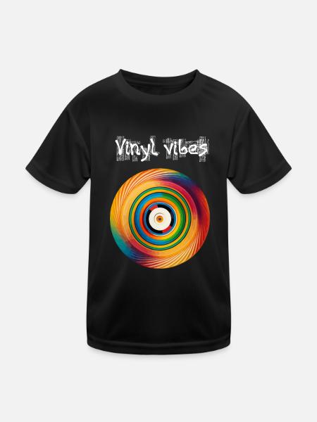 Vinyl vibes - Kids Functional T-Shirt - black