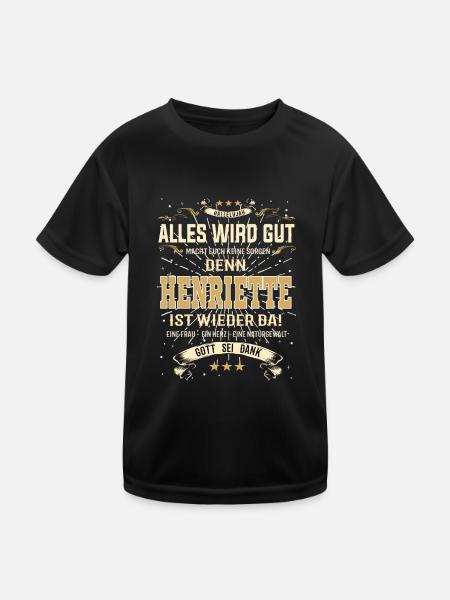 Henriette Design, alles wird gut - Kinder Funktions-T-Shirt - Schwarz - Vorne