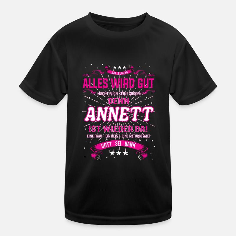 Anett Design, alles wird gut - Kinder Funktions-T-Shirt - Schwarz
