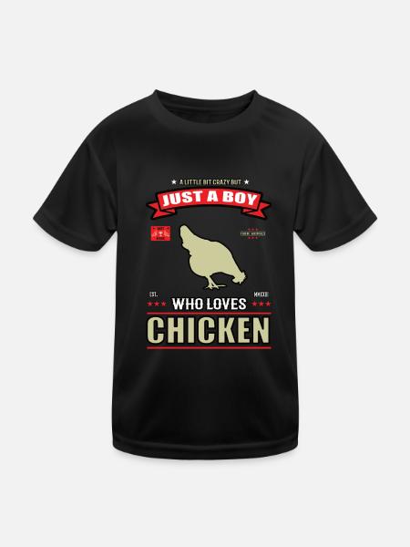 Just a Boy Who Loves Chickens Outfit - Kids Functional T-Shirt - black - Front