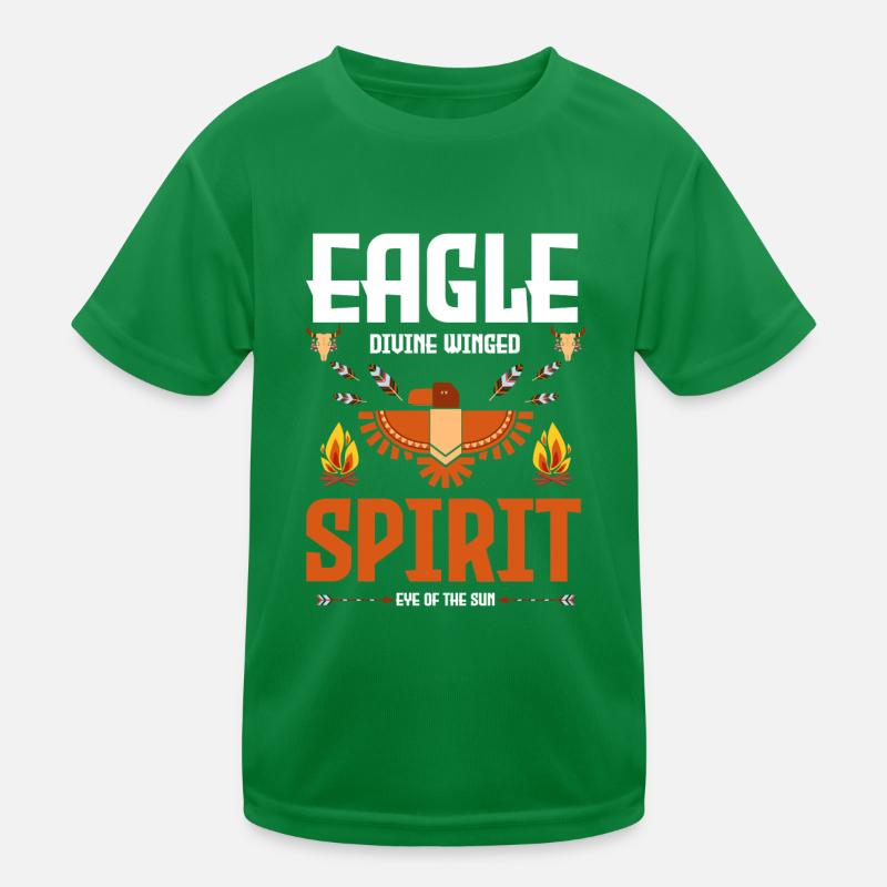 Indian Ritual Feather Eagle Kids Functional T-Shirt