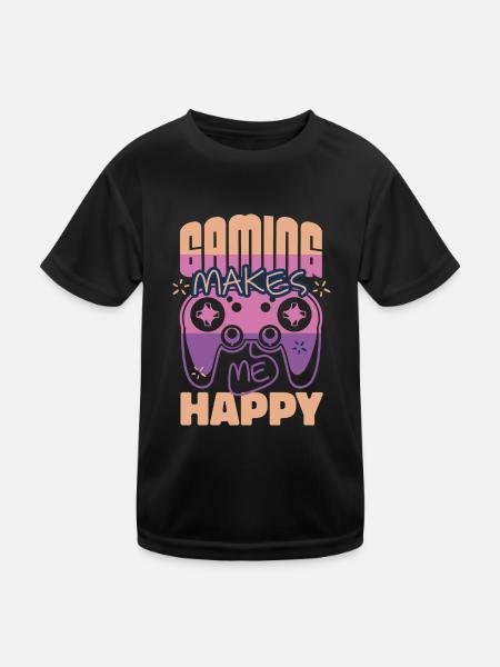 Gaming makes me happy - Kinder Funktions-T-Shirt - Schwarz - Vorne