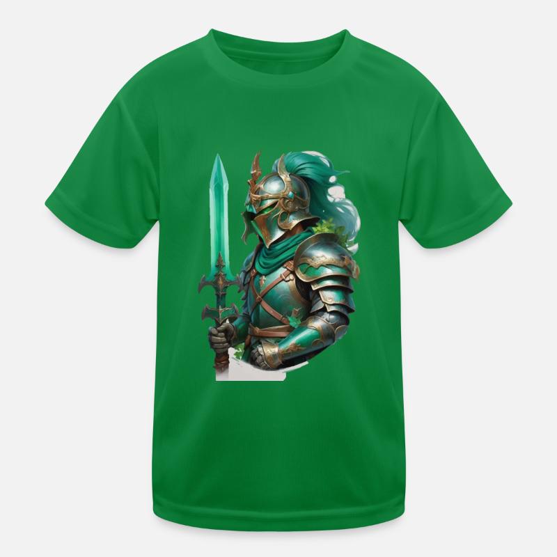Armored knight dressed in bright green Kids Functional T-Shirt