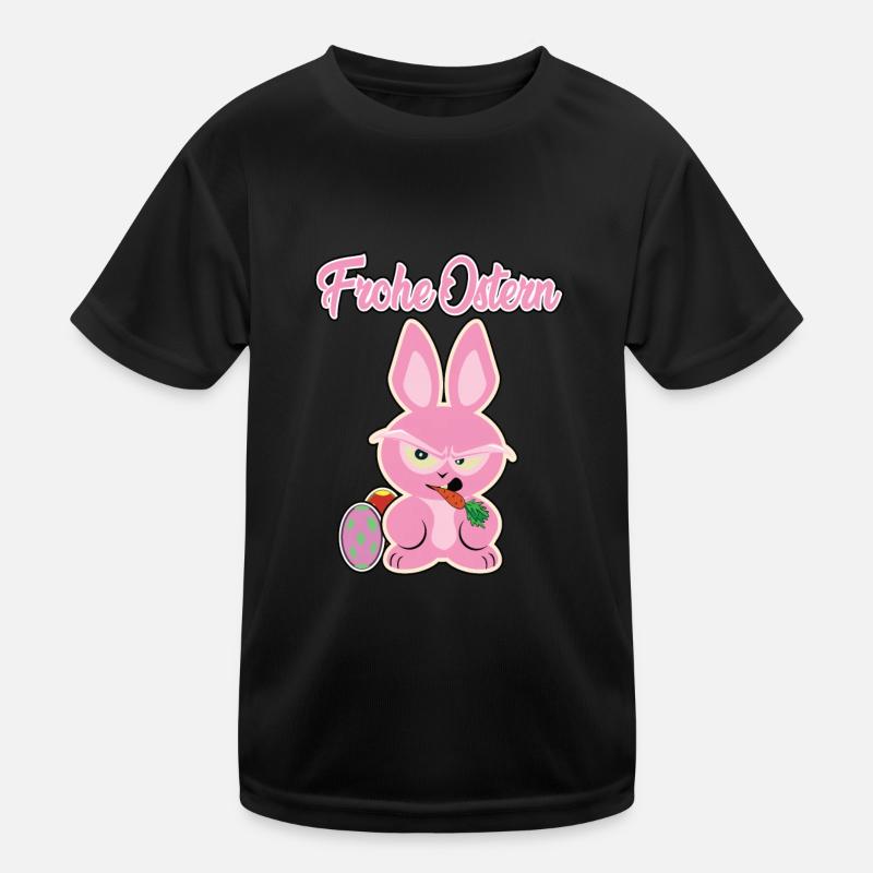 Joyeuses Pâques, avec le lapin de Pâques rose T-shirt sport Enfant