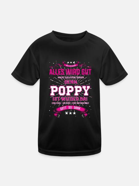 Everything Will Be Alright 'Cause Poppy Is Here Outfit - Kids Functional T-Shirt - black - Front