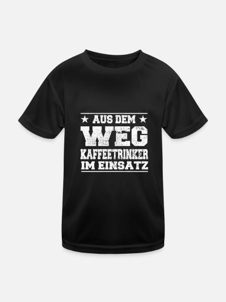 Aus dem Weg Kaffeetrinker im Einsatz Design - Kinder Funktions-T-Shirt - Schwarz - Vorne