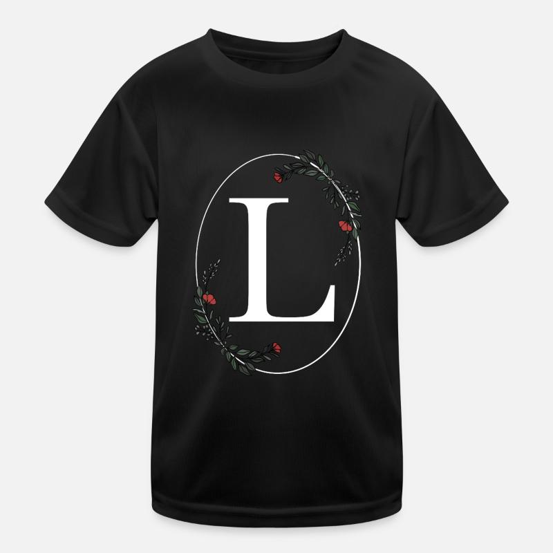 Buchstabe L - Kinder Funktions-T-Shirt - Schwarz