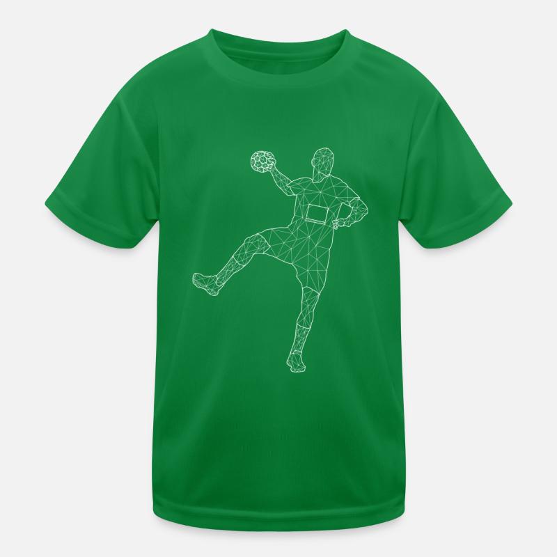 Handball player in jump, white Design Kids Functional T-Shirt