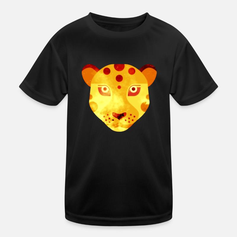Leopard - Kinder Funktions-T-Shirt - Schwarz