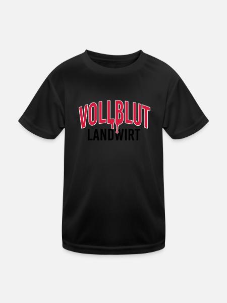 Vollblut Landwirt - Kinder Funktions-T-Shirt - Schwarz - Vorne