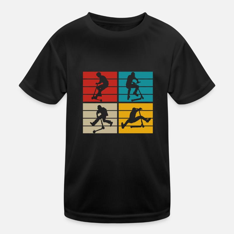 Stunt Scooter Roller Retro Tretroller Jungen Kinder Funktions-T-Shirt