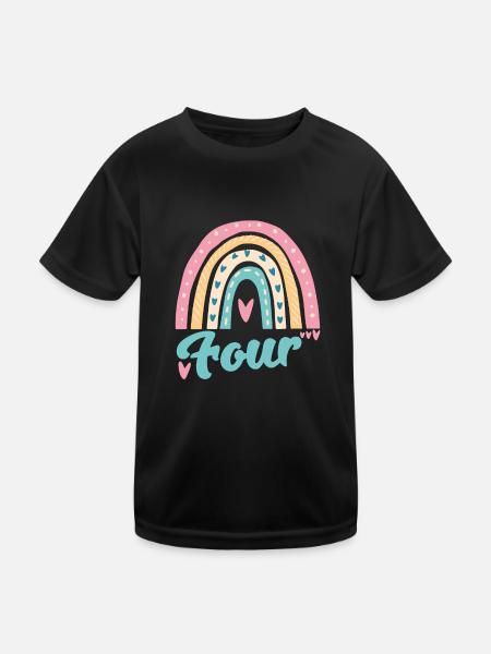 Anniversaire des enfants 4 ans Quatrième anniversaire - T-shirt sport Enfant - noir - Devant