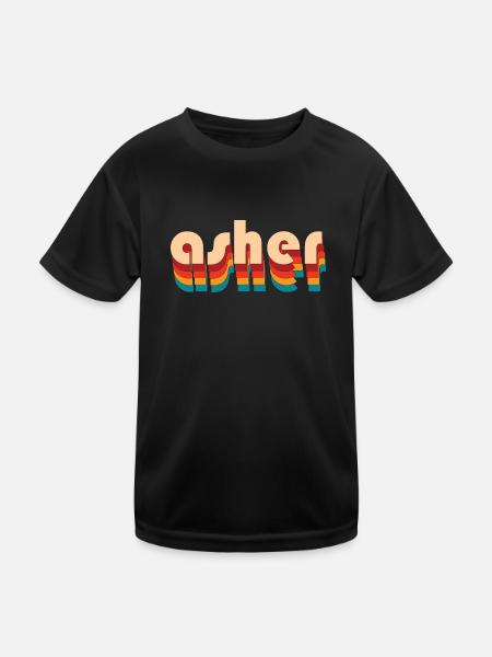 Retro Asher Name - Kids Functional T-Shirt - black - Front