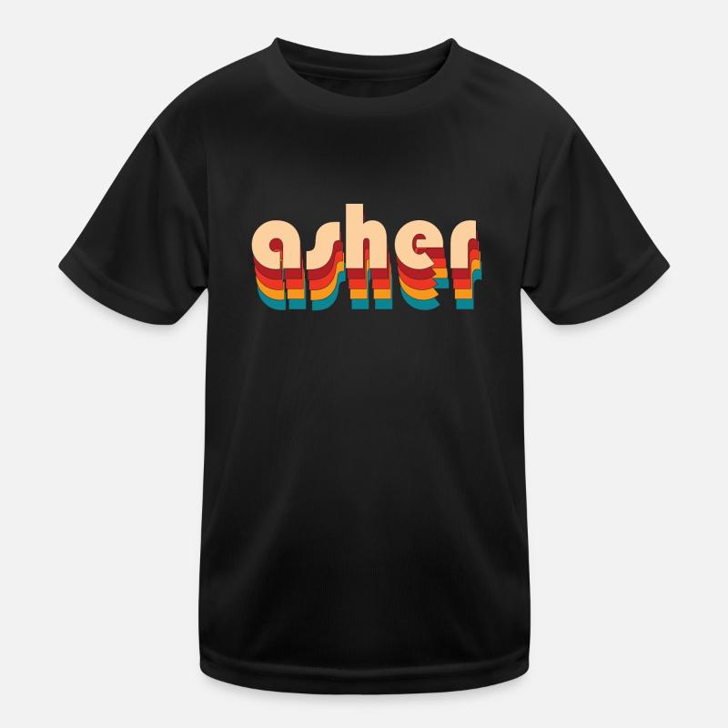 Retro Asher Name Kids Functional T-Shirt