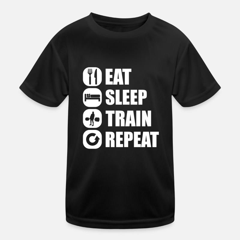 eat_sleep_train_repeat_9_1f - Kinder Funktions-T-Shirt - Schwarz