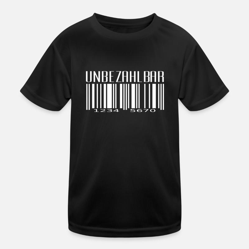 Unbezahlbar Strichcode Design - Kinder Funktions-T-Shirt - Schwarz