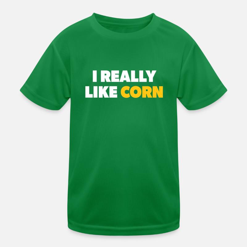 "I Really Like Corn" text in weiß & gelb Kinder Funktions-T-Shirt