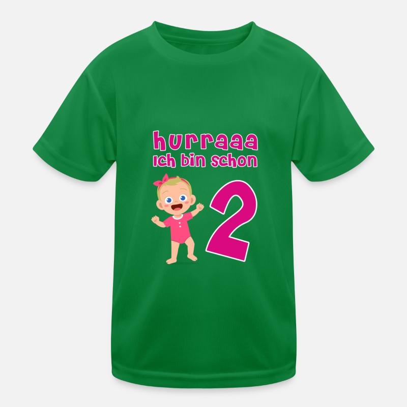 Hurra Ich Bin Zwei Geschenk Mädchen 2. Geburtstag Kinder Funktions-T-Shirt