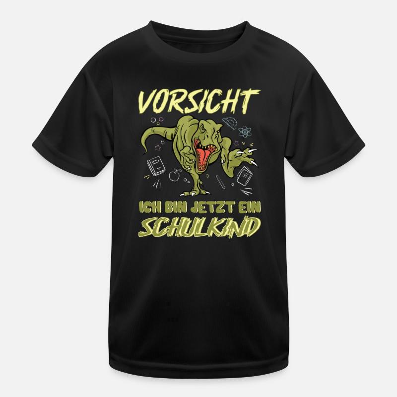 T-Rex Einschulung Schulkind - Kinder Funktions-T-Shirt - Schwarz