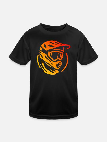Herren Damen Mountainbike MTB Radfahrer Radfahren - Kinder Funktions-T-Shirt - Schwarz - Vorne