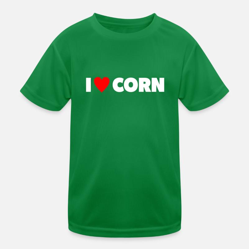 "I ❤ Corn" in white with red heart Kids Functional T-Shirt