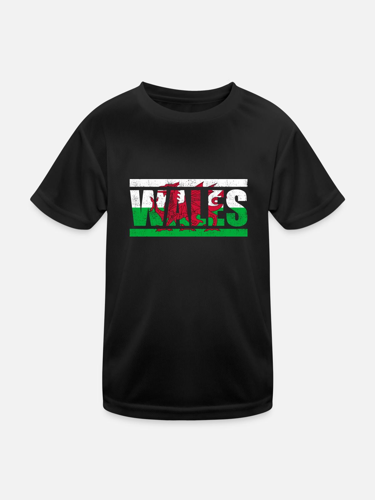 Wales - Kids Functional T-Shirt - black - Front