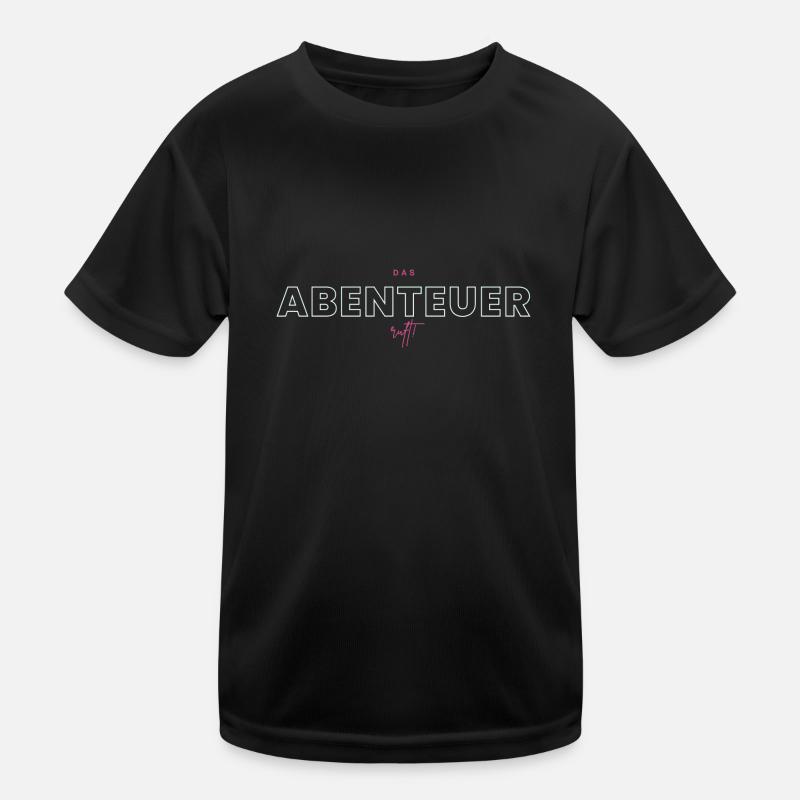 Das Abenteuer ruft - Kinder Funktions-T-Shirt - Schwarz