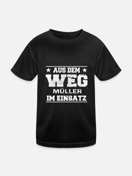 Aus dem Weg Müller im Einsatz Design - Kinder Funktions-T-Shirt - Schwarz - Vorne