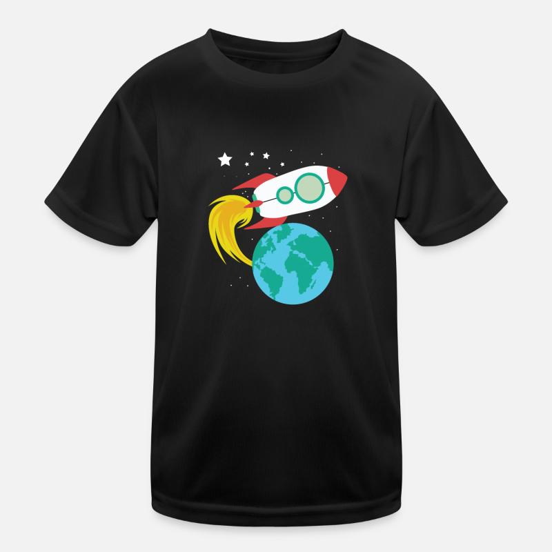 Rocket in Space Planet Earth for Kids Kids Functional T-Shirt