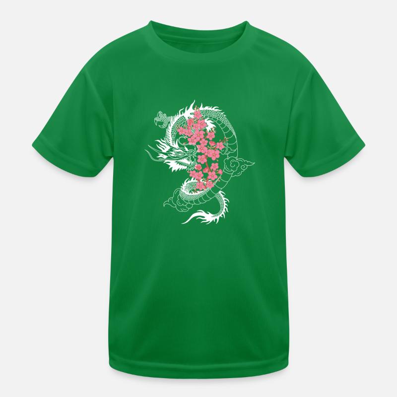 Japanischer Drache Kirschblüten Baum Sakura Tree Kinder Funktions-T-Shirt