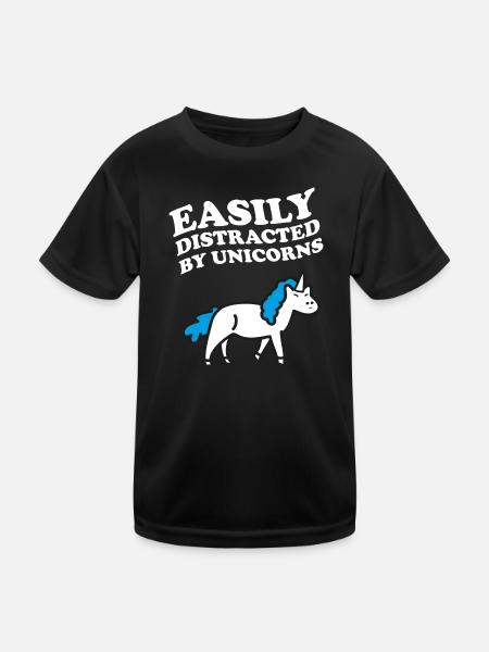 Facilement distrait par le dicton de licorne de licorne - T-shirt sport Enfant - noir - Devant