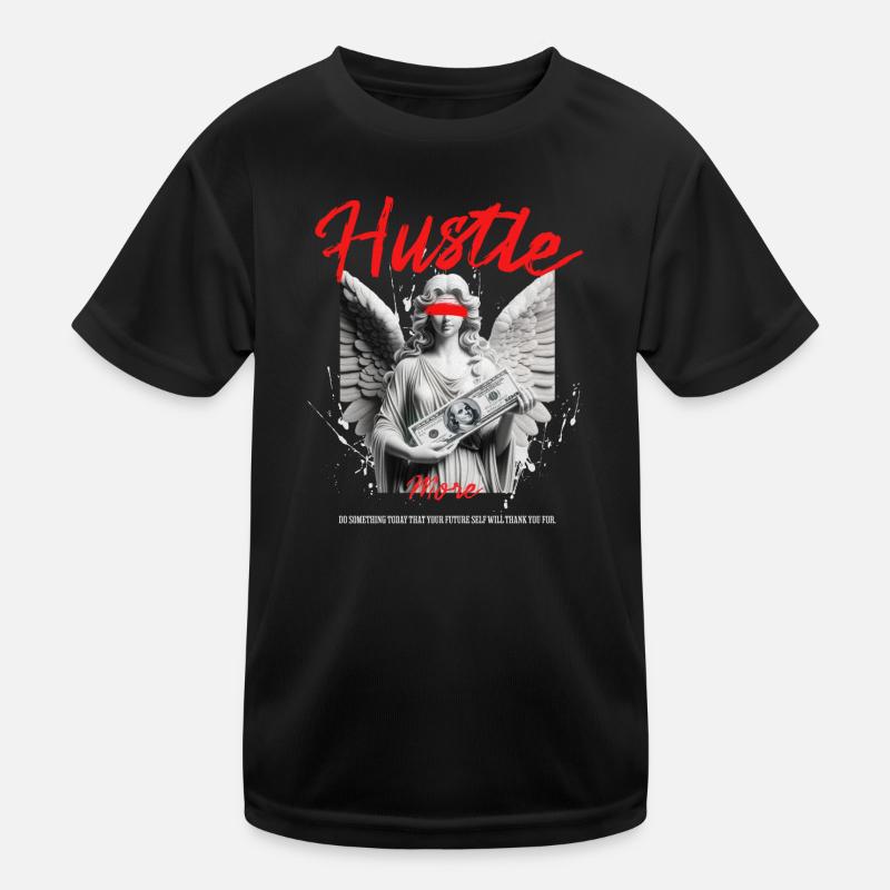 Hustle More Statue d’ange avec des billets d’un dollar T-shirt sport Enfant