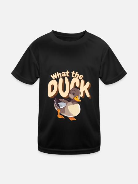 Ente Wasservogel Tier lustiger Spruch - Kinder Funktions-T-Shirt - Schwarz - Vorne