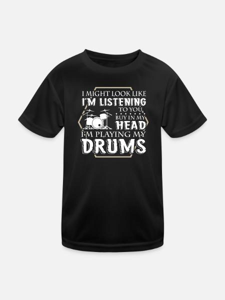 Drummer - Kinder Funktions-T-Shirt - Schwarz - Vorne