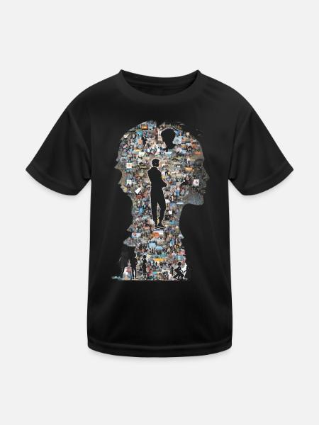 Das Puzzle Mensch - Kinder Funktions-T-Shirt - Schwarz - Vorne