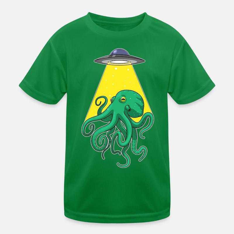 Krake Raumschiff Weltraum Kinder Funktions-T-Shirt