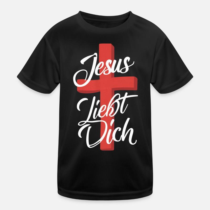 Conception de la croix de Jésus t’aime - T-shirt sport Enfant - noir