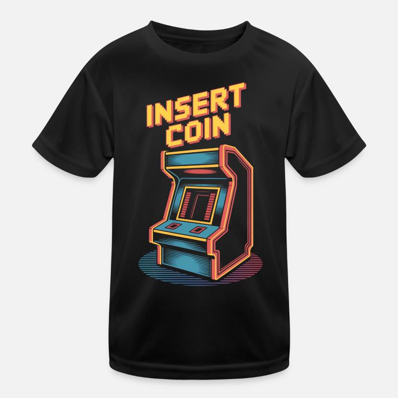 Insert Coin Retro Arcade Gaming Automat Kinder Funktions-T-Shirt