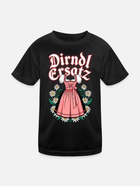 Dirndl Ersatz Bayern Tracht bayerisch Trachten - Kinder Funktions-T-Shirt - Schwarz - Vorne