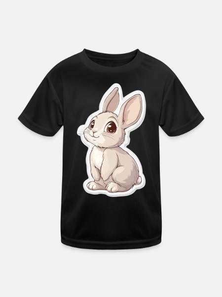 Hase - Kinder Funktions-T-Shirt - Schwarz - Vorne