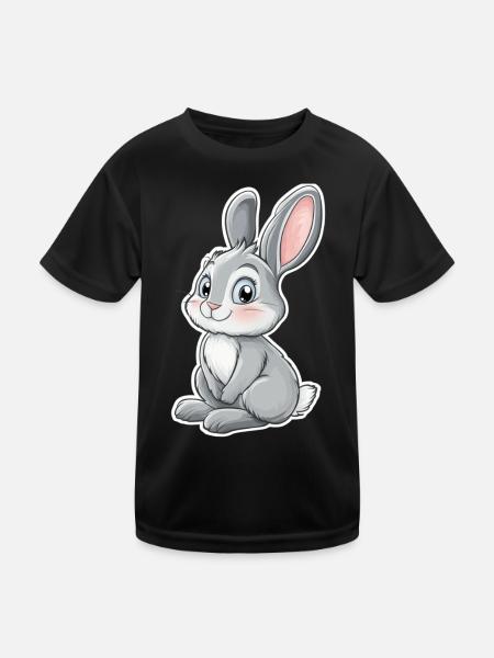 Hase - Kinder Funktions-T-Shirt - Schwarz - Vorne