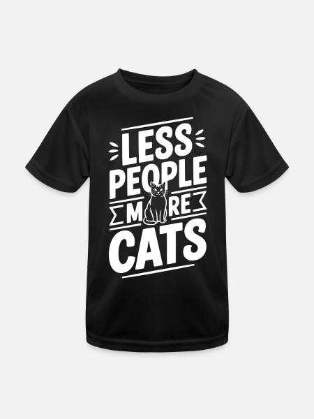 Moins de gens, plus de chats - T-shirt sport Enfant - noir - Devant
