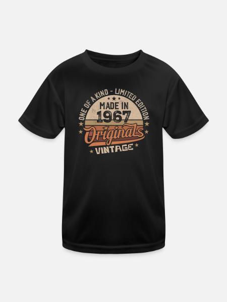 1967 Jahrgang Geboren 1967 Vintage Jubiläumsgeschenk - Kinder Funktions-T-Shirt - Schwarz - Vorne