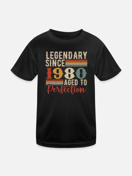 Legendär seit 1980. 1980-Geburtstagsgeschenk - Kinder Funktions-T-Shirt - Schwarz - Vorne