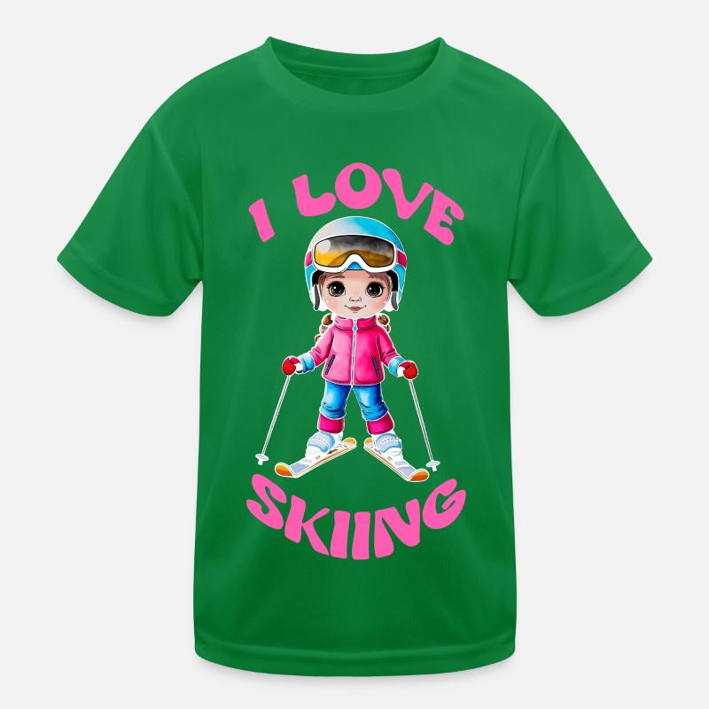 I love skiing Kinder Funktions-T-Shirt