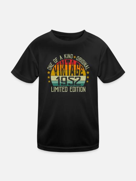 Jahrgang Jahrgang 1952 Retro Geburtstagsgeschenk 1952 - Kinder Funktions-T-Shirt - Schwarz - Vorne