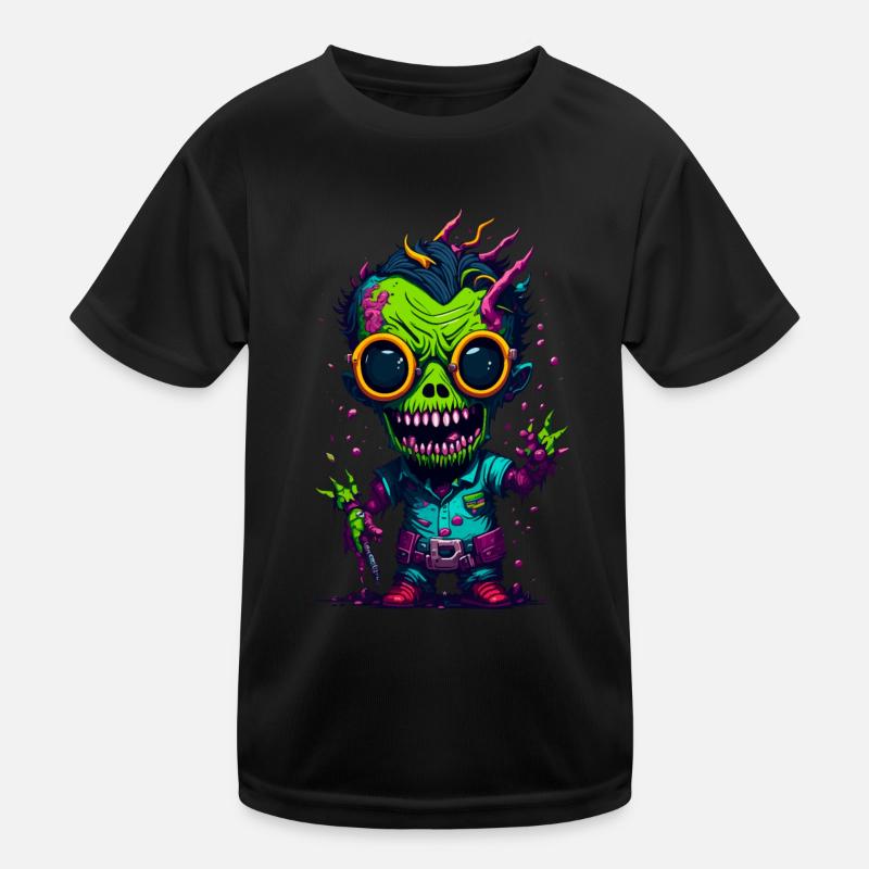 Bunter cooler Zombie - Kinder Funktions-T-Shirt - Schwarz