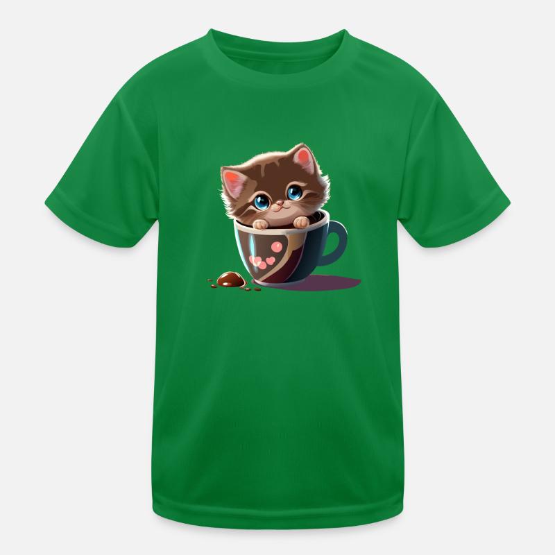 cup cat Kinder Funktions-T-Shirt